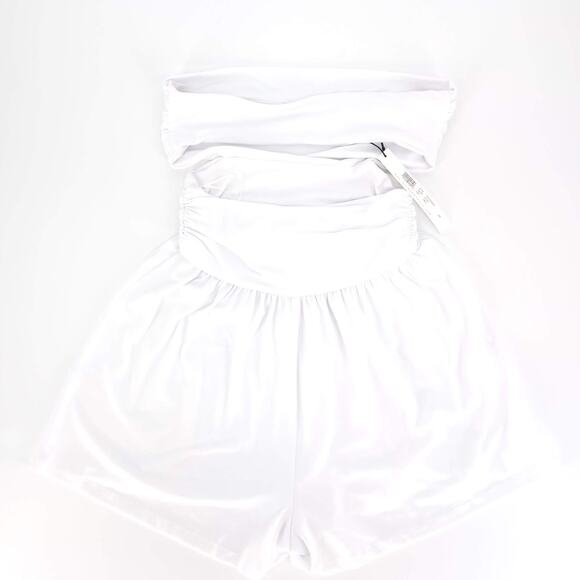 Susana Monaco Tube Cut Out Gathered Romper in Sugar White Women's Size Small NWT - Picture 3 of 13